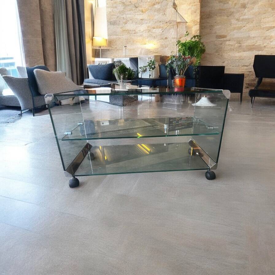 Gallotti & radice vintage glass bar cart and side table