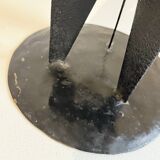 Vintage black metal brutalist tripod candlestick