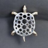 Vintage silver metal turtle trivet