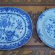 1 dish 1 plate ancient Chinese porcelain white blue