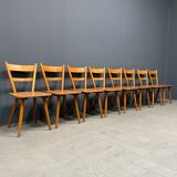 Set of eight german stick chairs from the 1950