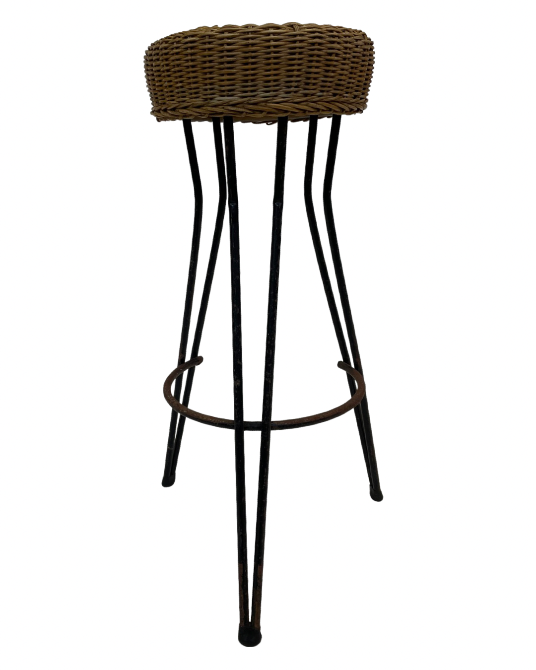 Vintage Stool Rattan Rohe Noordwolde Netherlands 1960s Design