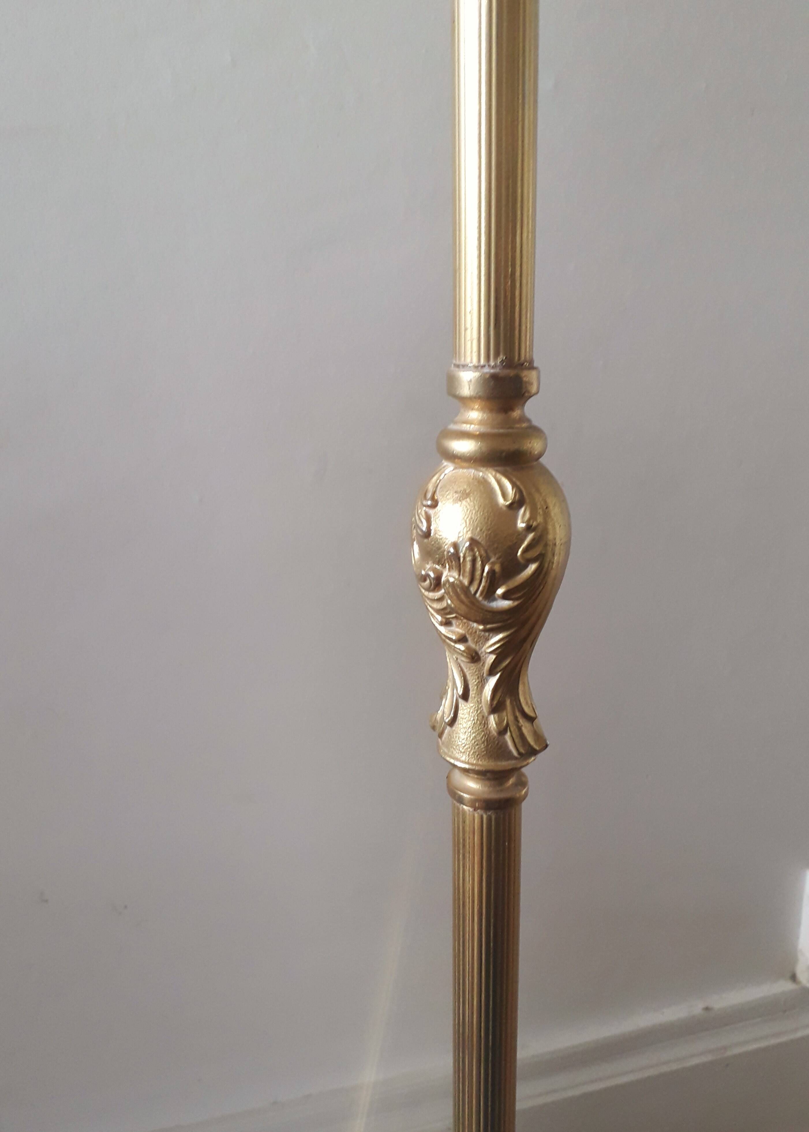 Brass tripod floor lamp - 3 lights Baroque style - 1960