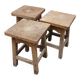 3 vintage square wooden stools