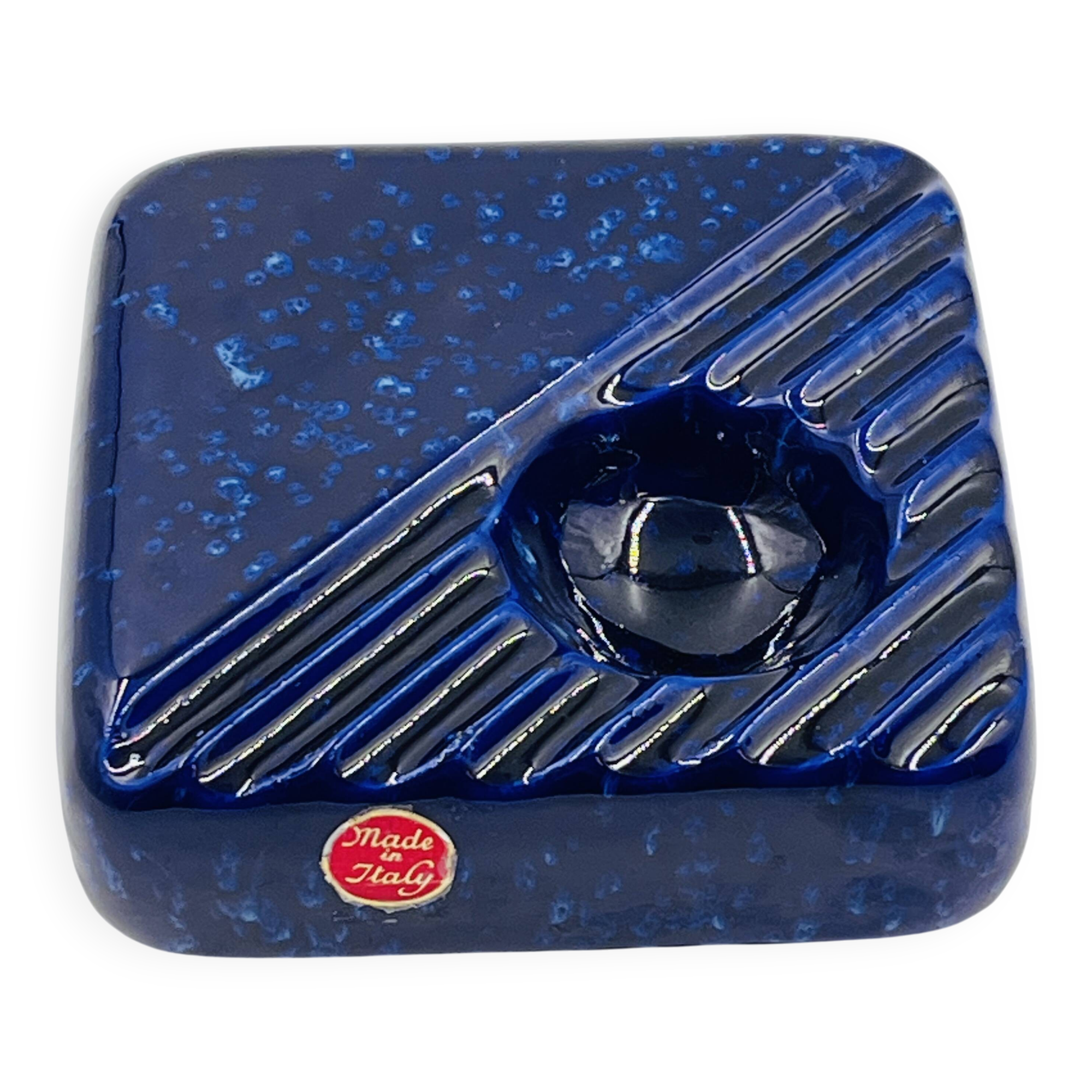 Cobalt blue ceramic ashtray, designed by Cari Zalloni