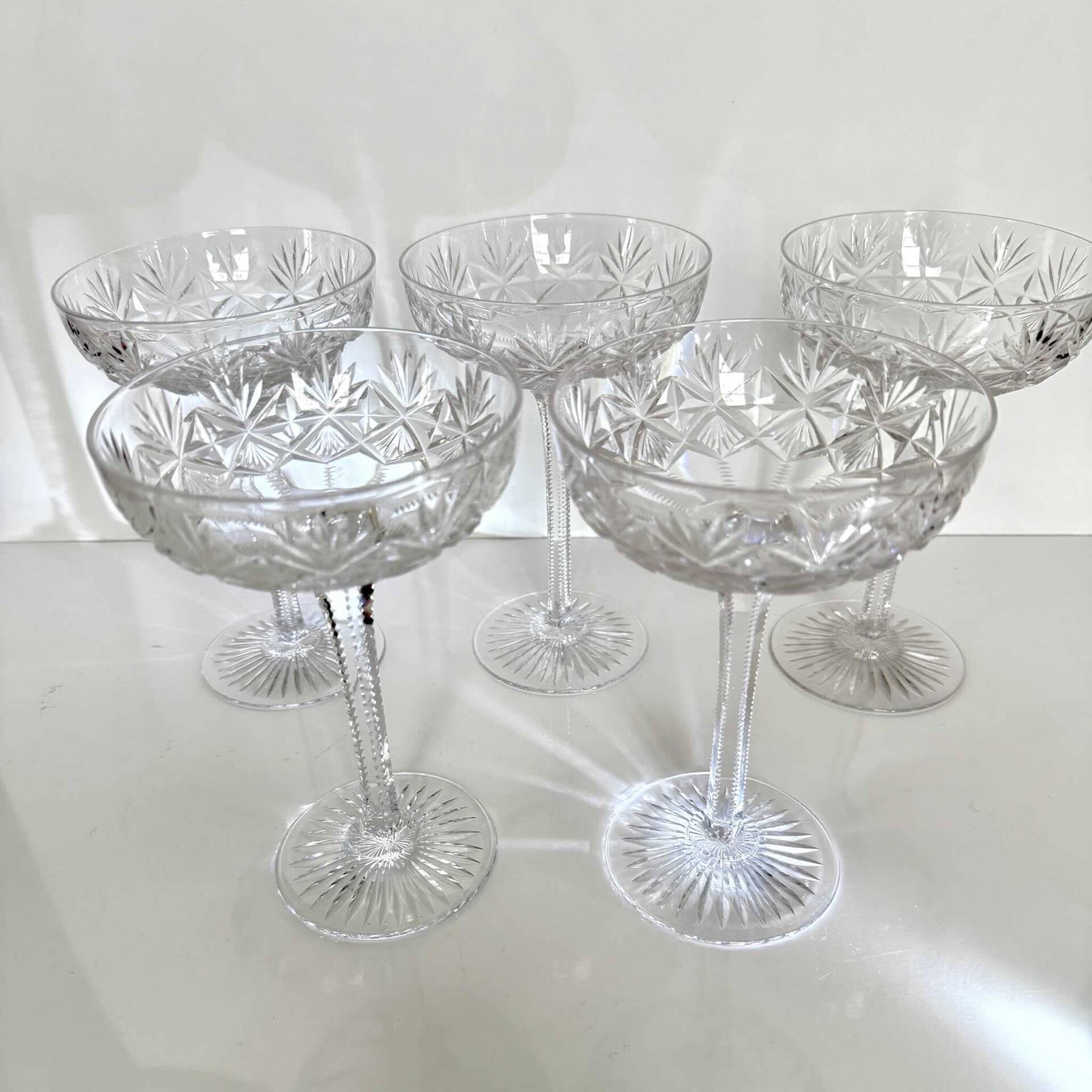 Set of 5 crystal champagne glasses from Saint-Louis | Gavarni model