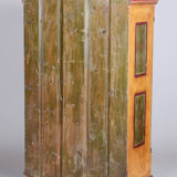 Restored Biedermeier Wardrobe, Spruce, Preserved Original Paintings, Czechia, 1800s