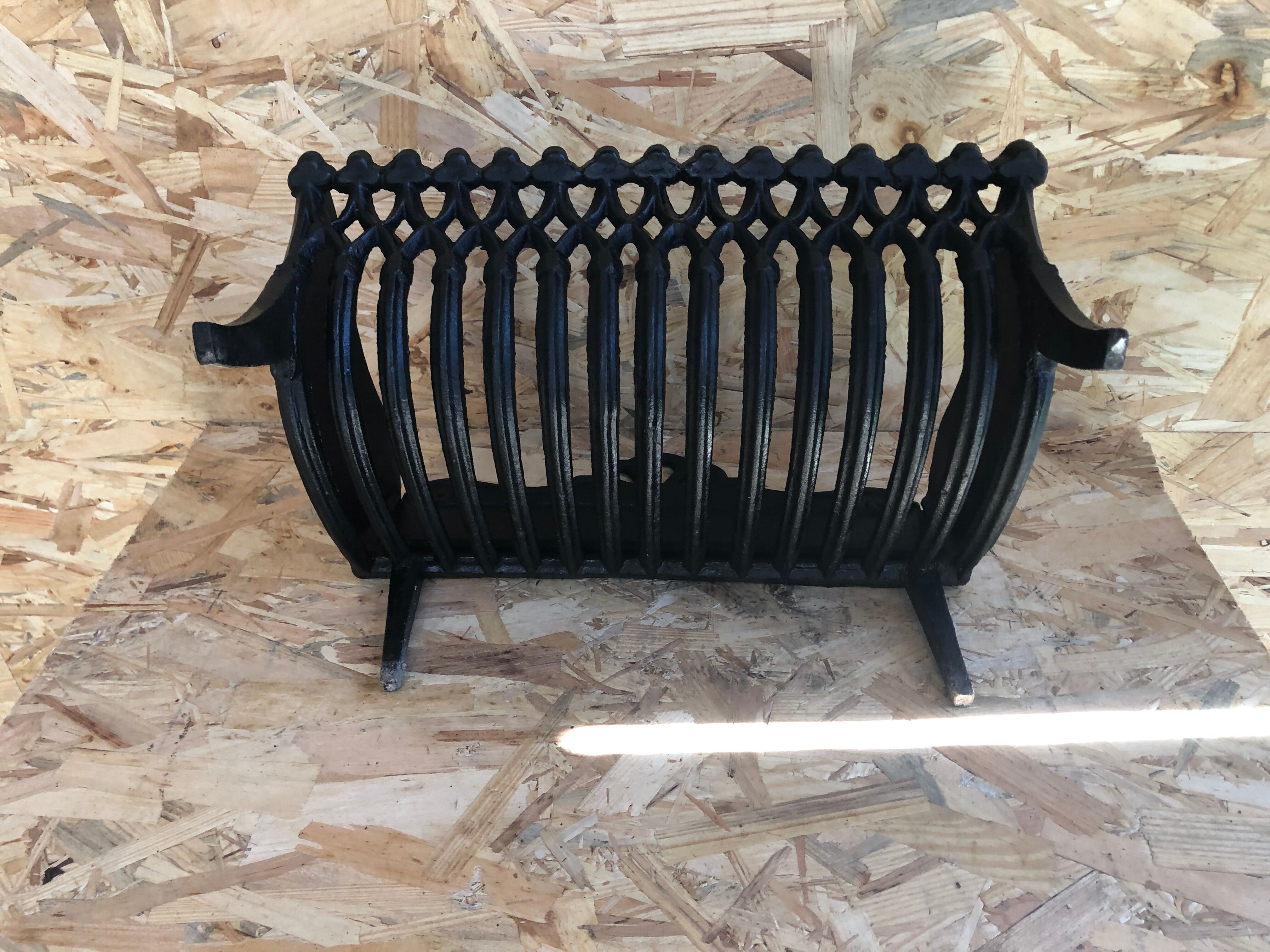 Old fireplace fireplace openwork grid cast iron black + removable plate vintage