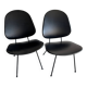 Set of 2 Black Leatherette Lounge Chairs Model 301 by W.h. Gispen — Metal Base, 1950s