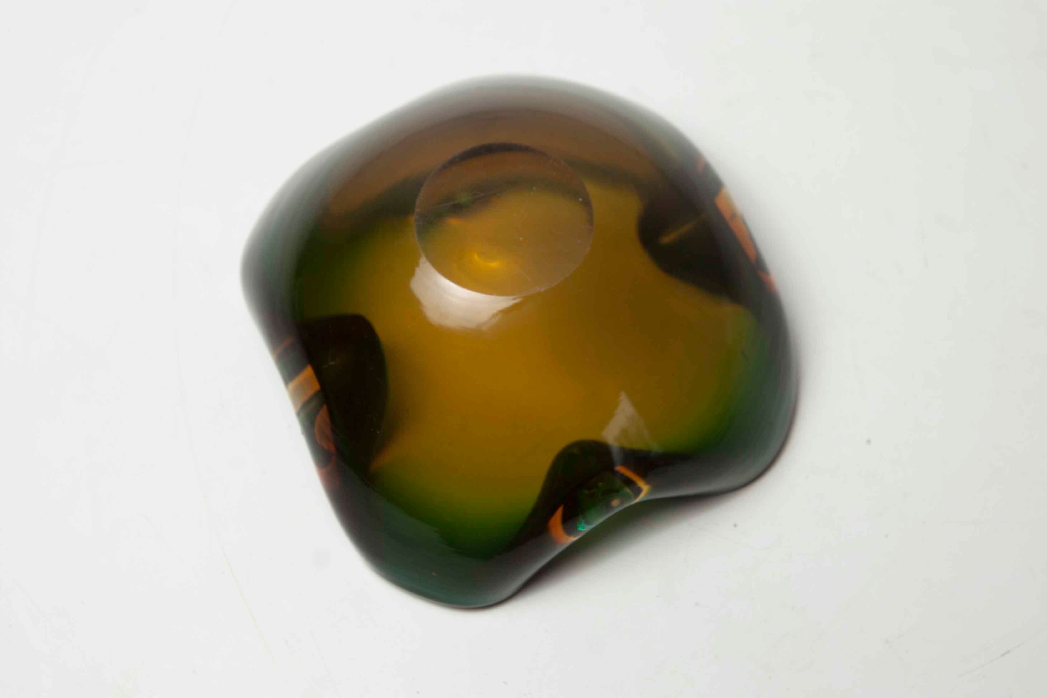 Murano 60's green and yellow ashtray