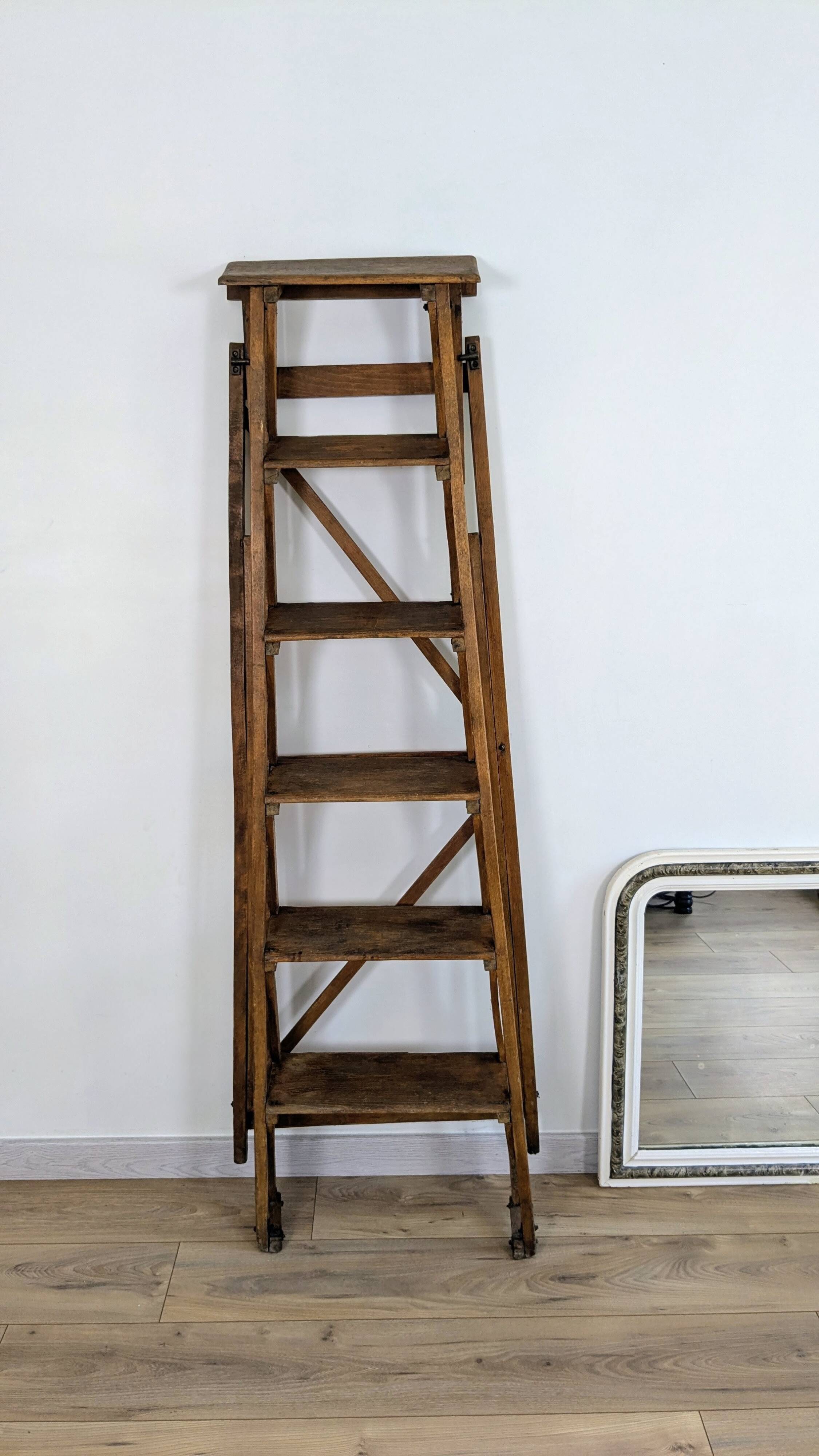 Vintage wooden painter's stepladder - authentic patina