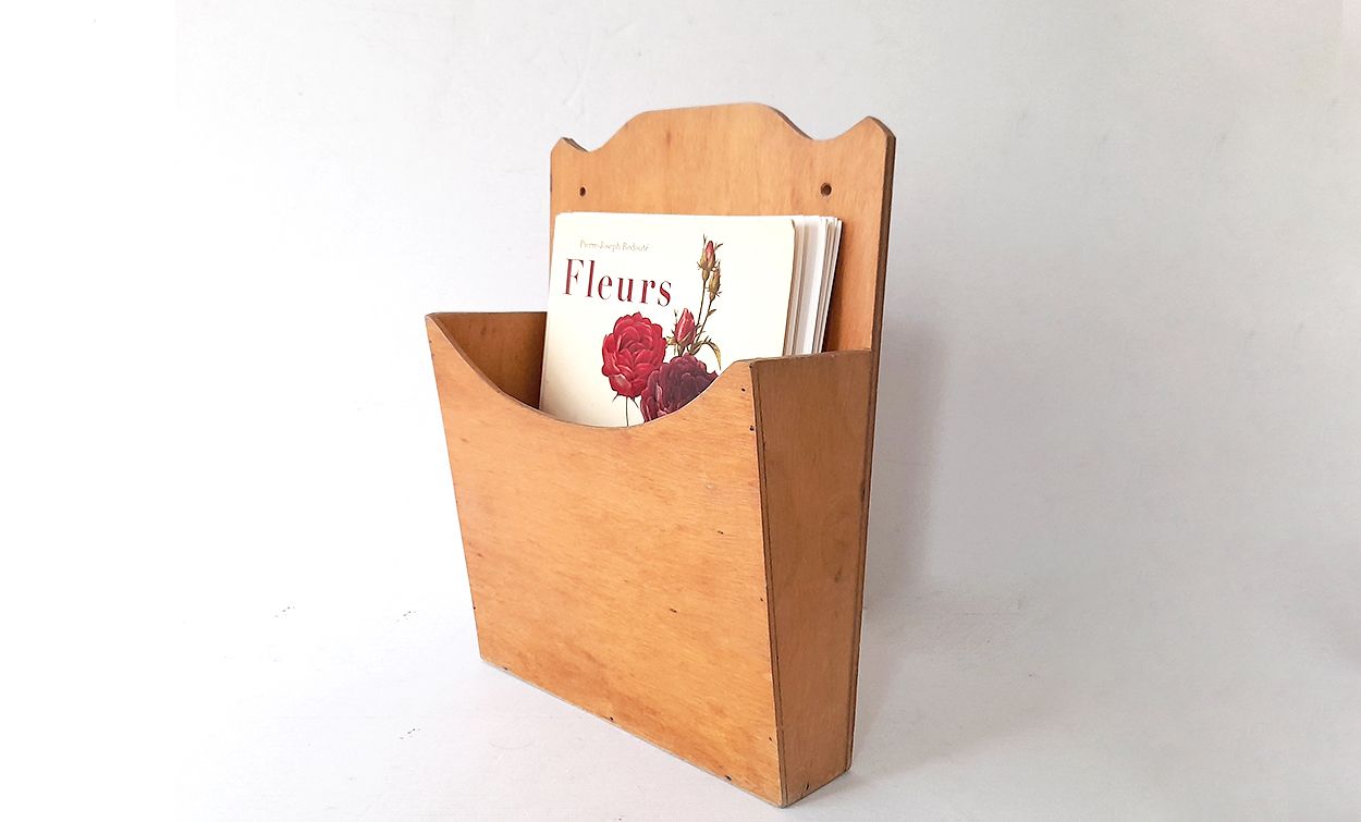 Wooden box for wall mounting, mail holder