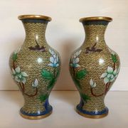Pair of cloisonné enamel vases