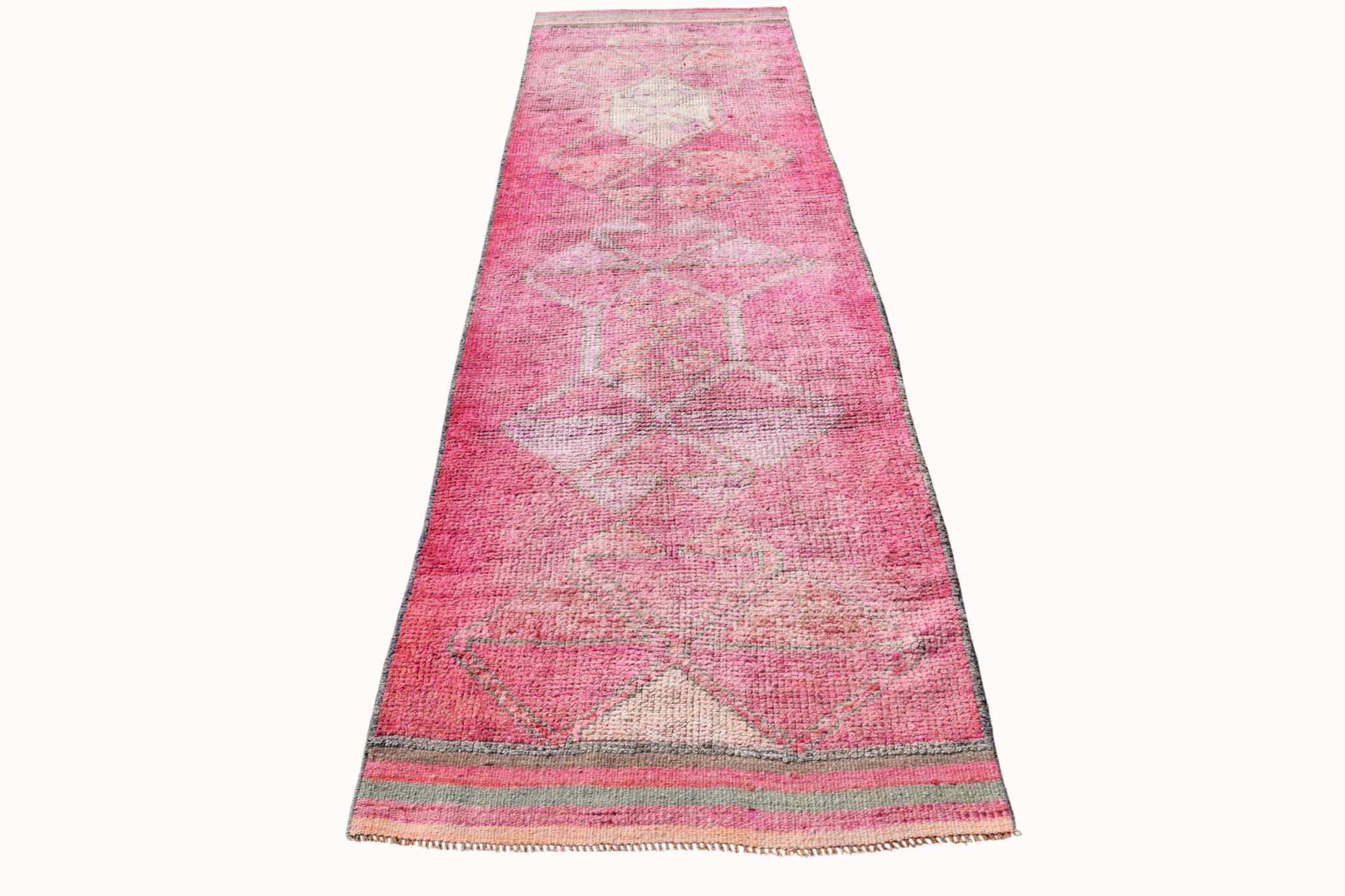 3x10 Super Soft Pink Vintage Runner Rug, 95x302Cm