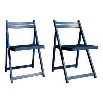 Lot de deux chaises bleues pliantes