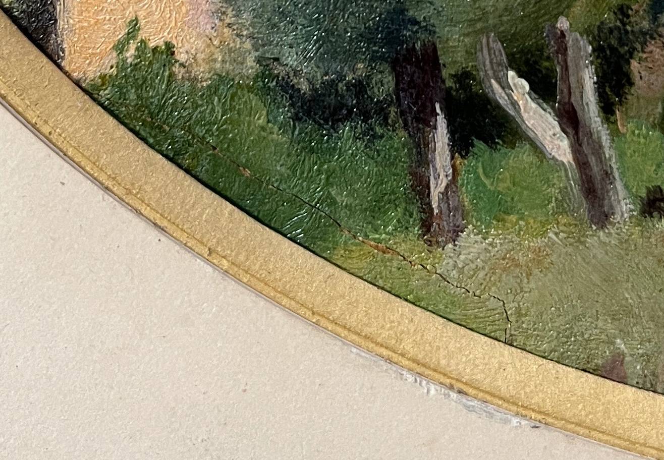 Tableau HSP "Paysage de forêt avec maison" XIX° siècle