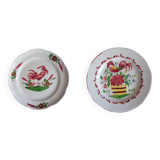 Two plates Les Islettes 19th century Rooster plate