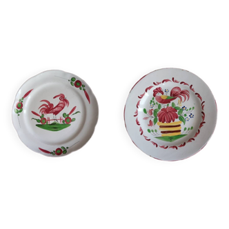 Deux assiettes Les Islettes Assiette au Coq 19eme