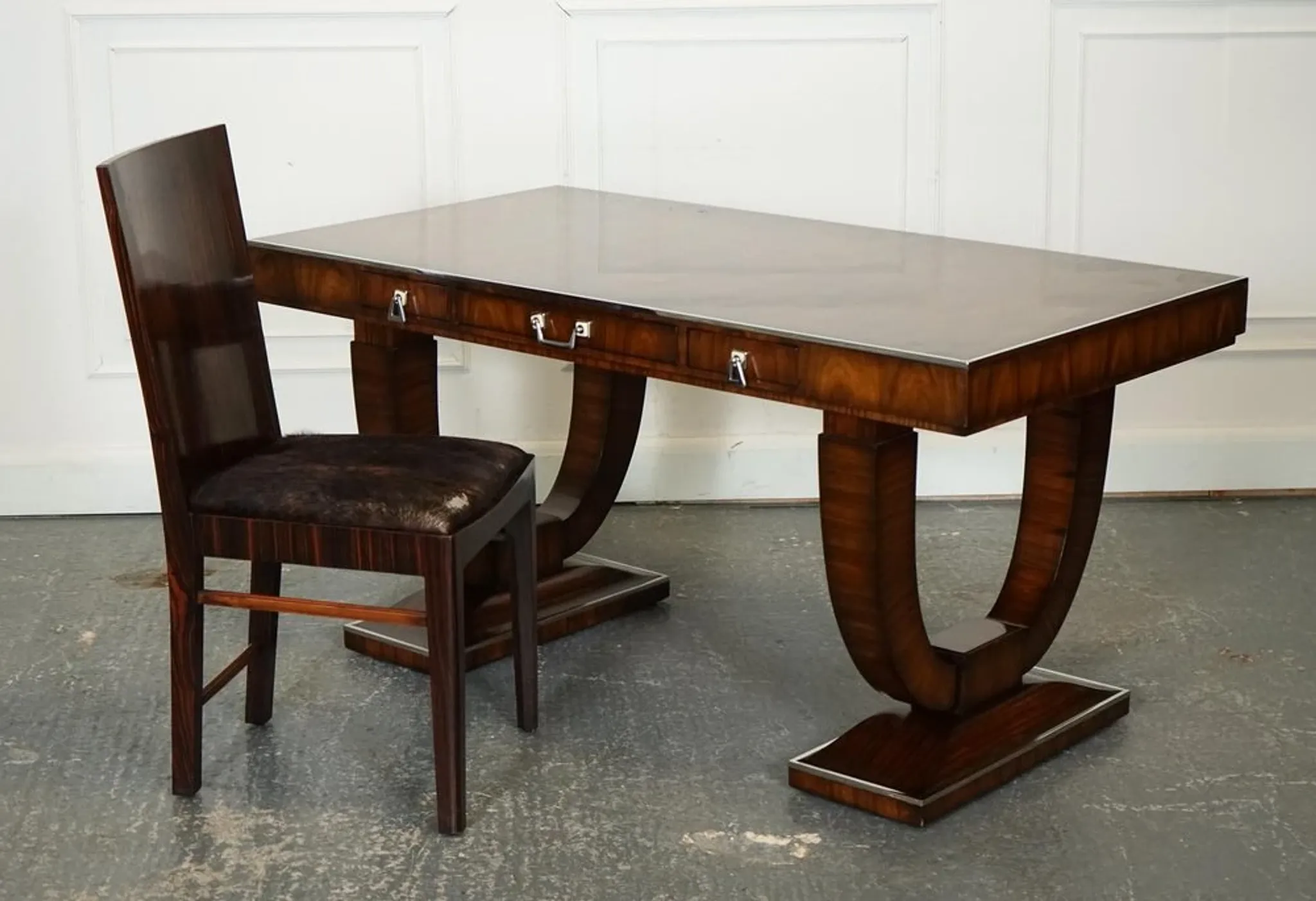 Double-Faced Drawer Desk Art Deco by Theodore Alexander