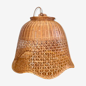 Vintage rattan pendant lamp copper electric frame