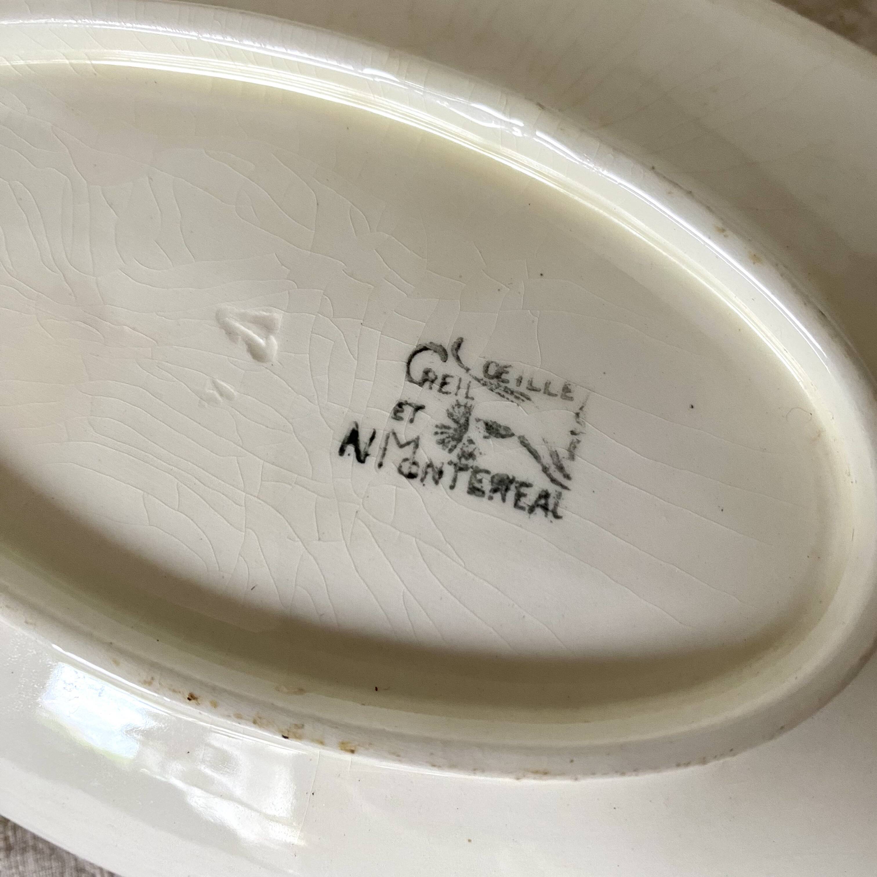 Old 1900 Creil and Montereau eyelet dishes