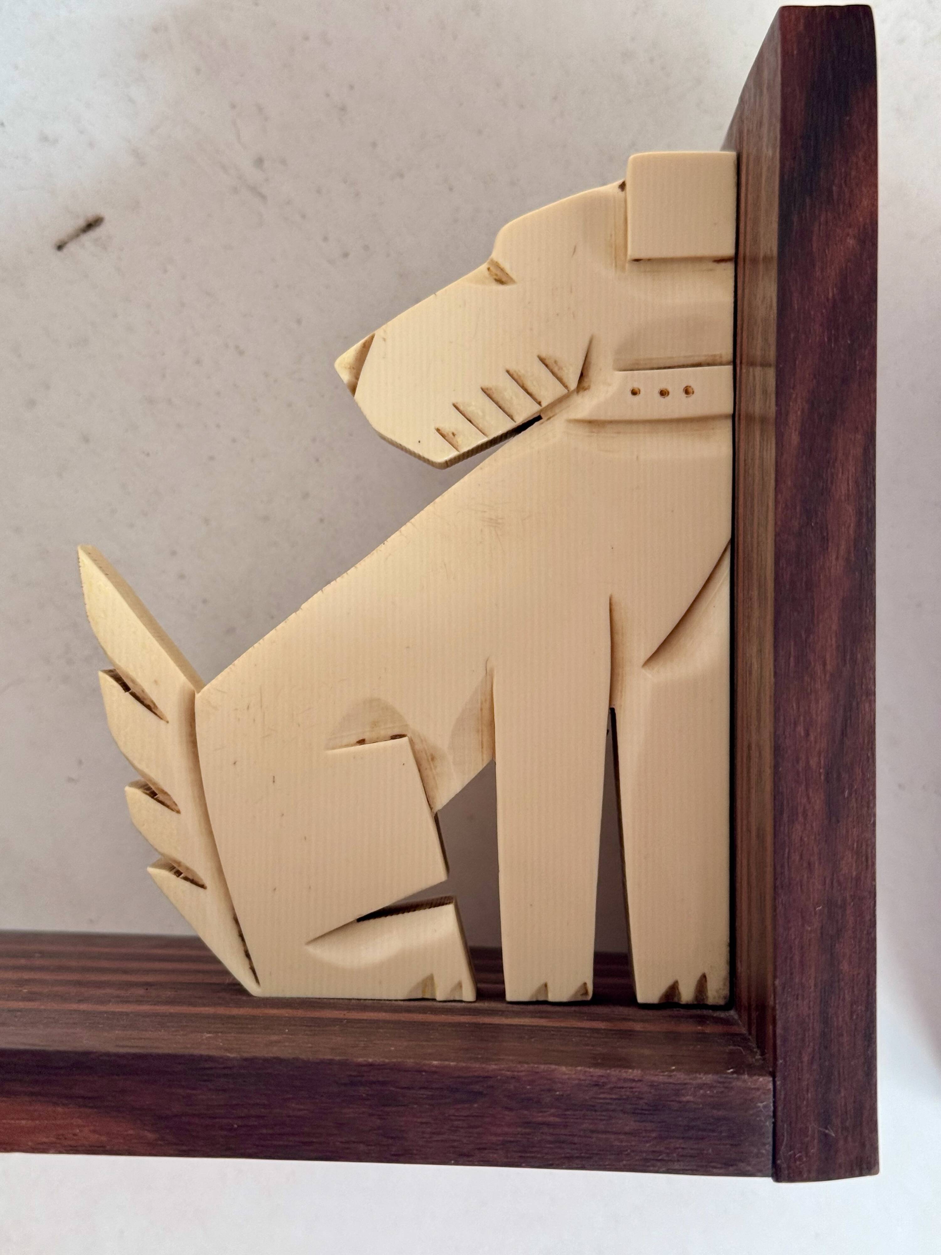 Art Deco bookends in rosewood and Bakelite