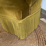 Green velvet toad armchair