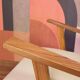 Vintage armchairs set of 2 beige bouclé walnut wood 1960