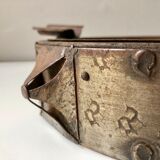 Wrought iron and wood ashtray, Brutalist style, 23rd century