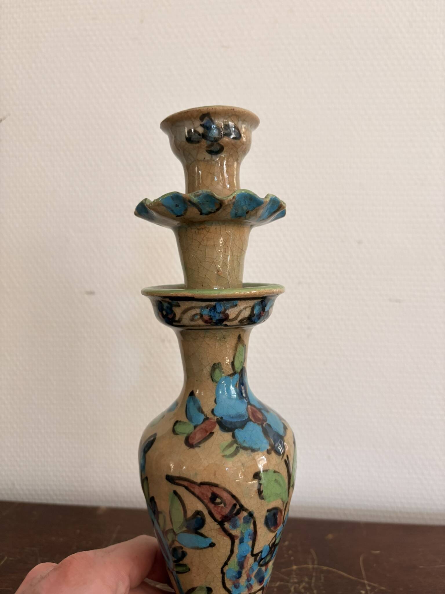 Ancient Ceramic Candle Holder Terracotta Persian Bird Torch Persian