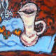 Cherries and peaches, oil on panel signed H Chapeau