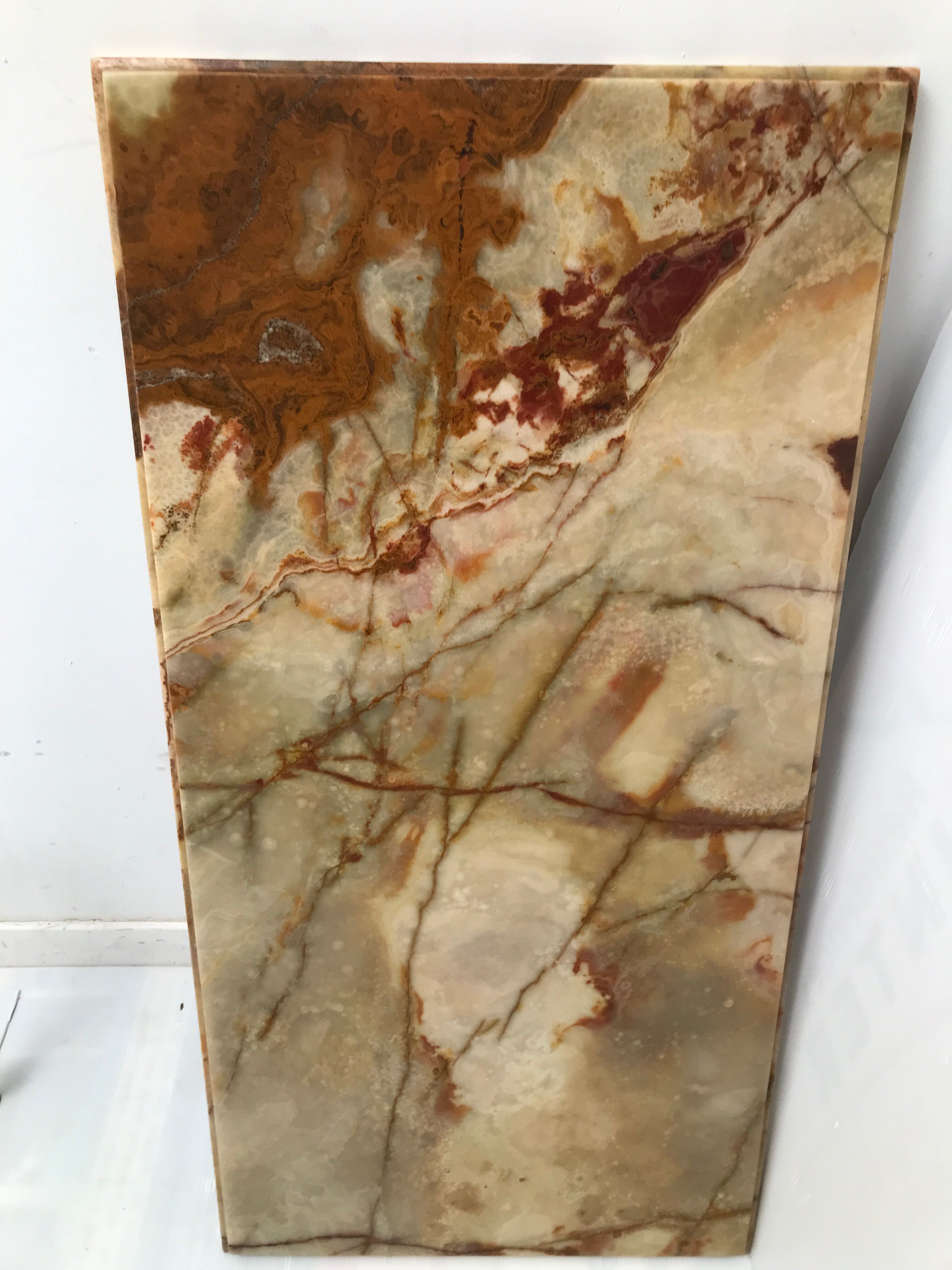 Coffee table with gilded metal base and onyx top from the 60/70