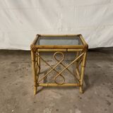 Vintage square rattan side coffee table