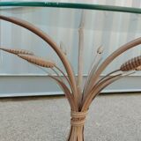 Table basse vintage en métal et verre