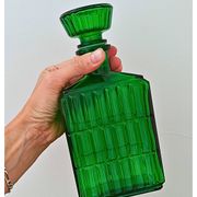 Midcentury Italian Green Glass Caraf/Bottle with Stopper, 1960s.