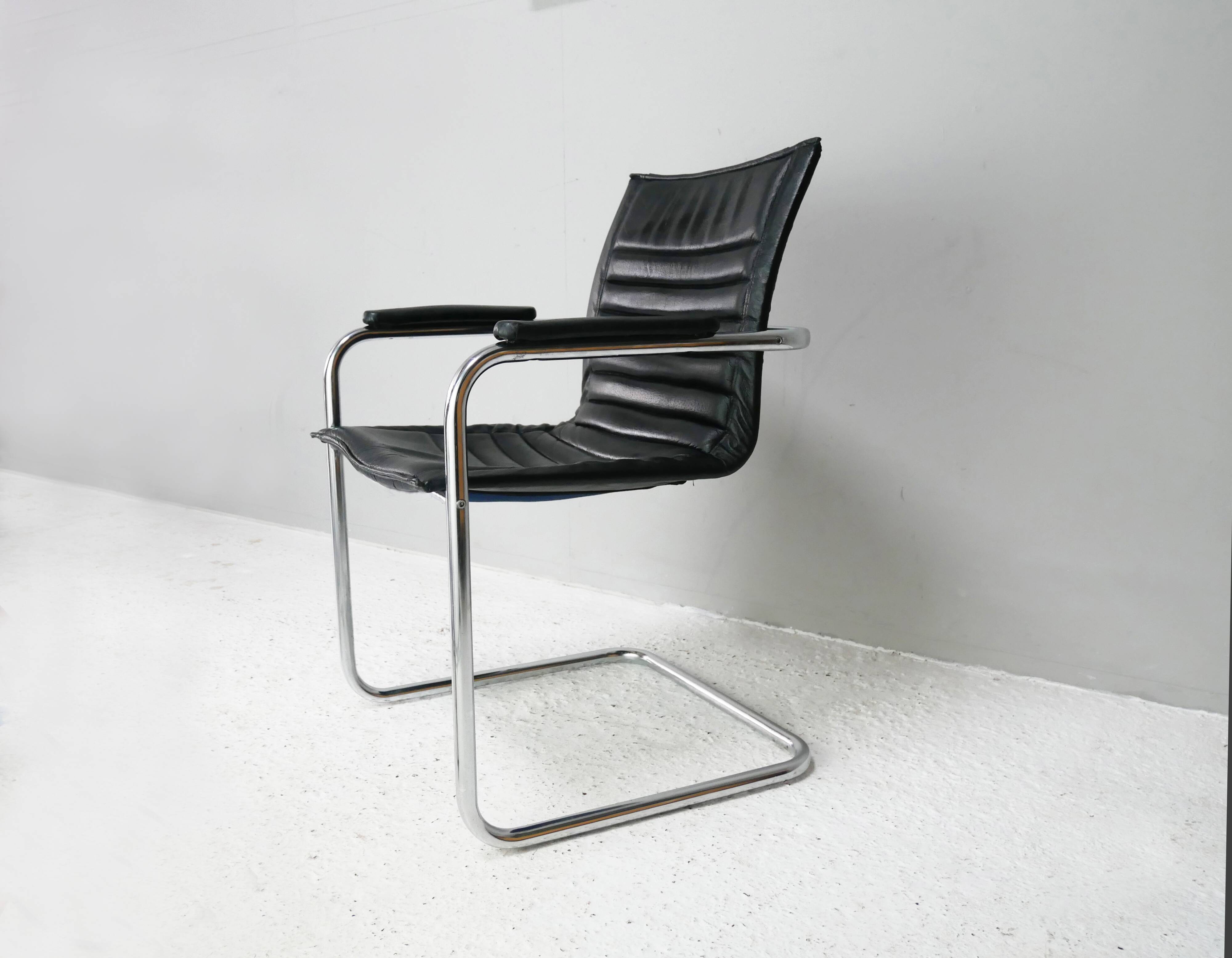 1960’s Swiss mid century modern leather desk chair
