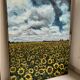 Painting oil on canvas vintage sunflower fields