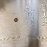 Paire de draps anciens marqués « CV »