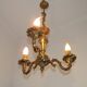 Quality Stamped Bronze French Mid-Century 3-Light Traditional Chandelier