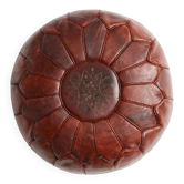 Pouf en Cuir Marocain Artisanal - Fait Main - Livré farci - Ottoman, repose-pieds, coussin de sol