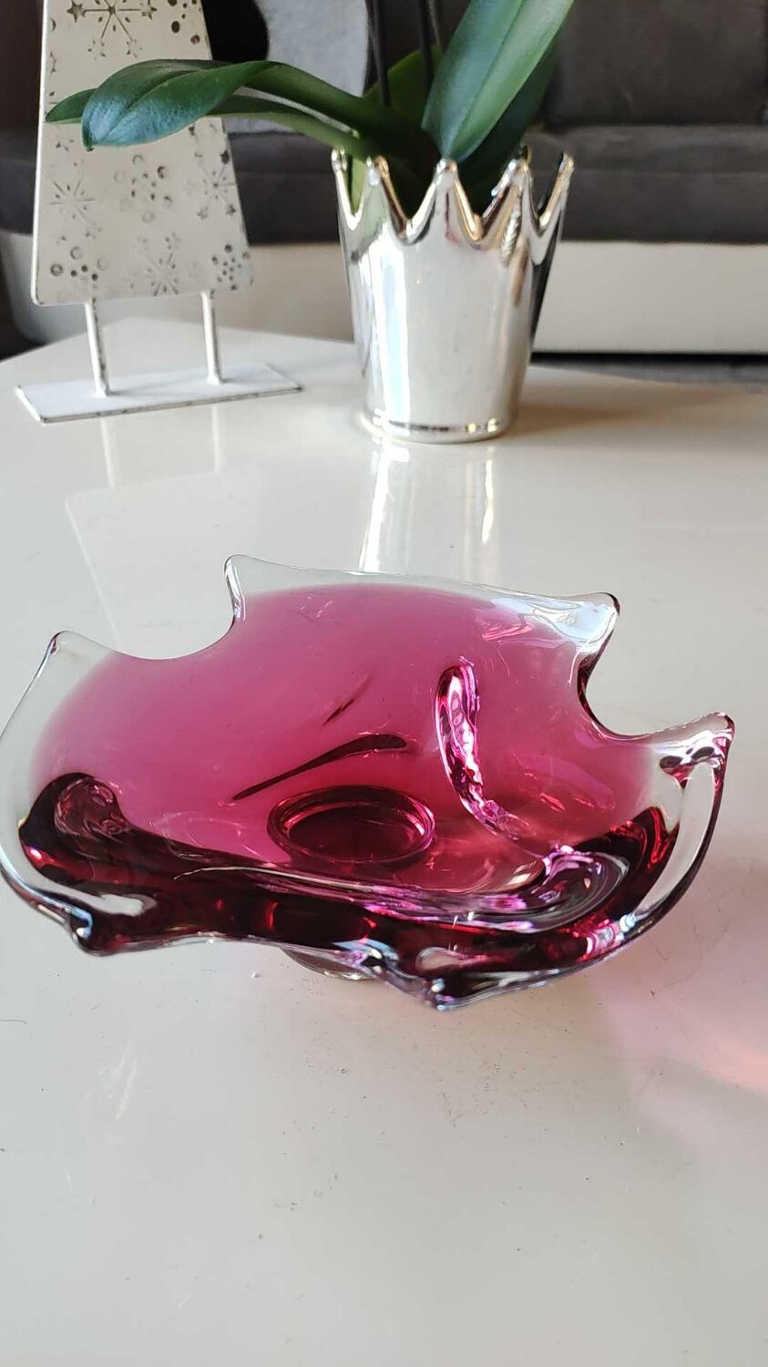 Empty pocket Murano design, blown Art glass, pink tones