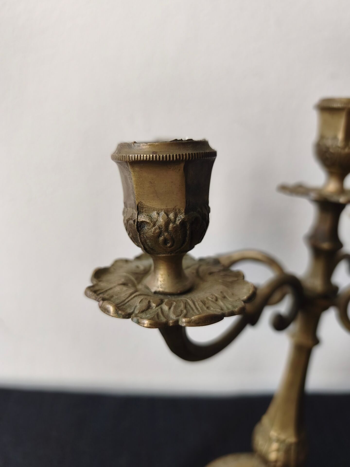 Five-branch candlestick, brass.