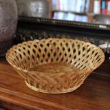 Round openwork basket vintage wicker