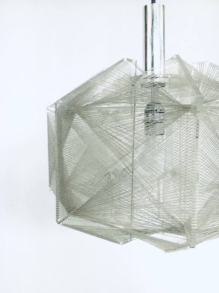 Vintage wire pendant lamp attributed to Paul Secon for Sompex, Germany, 1970s.