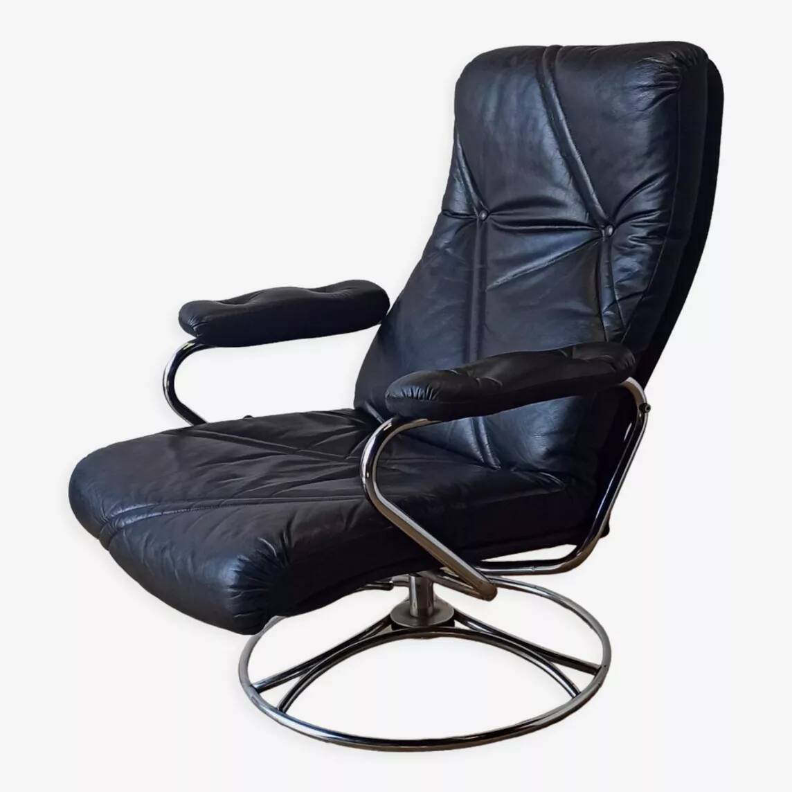 Scandinavian design leather armchair 70s