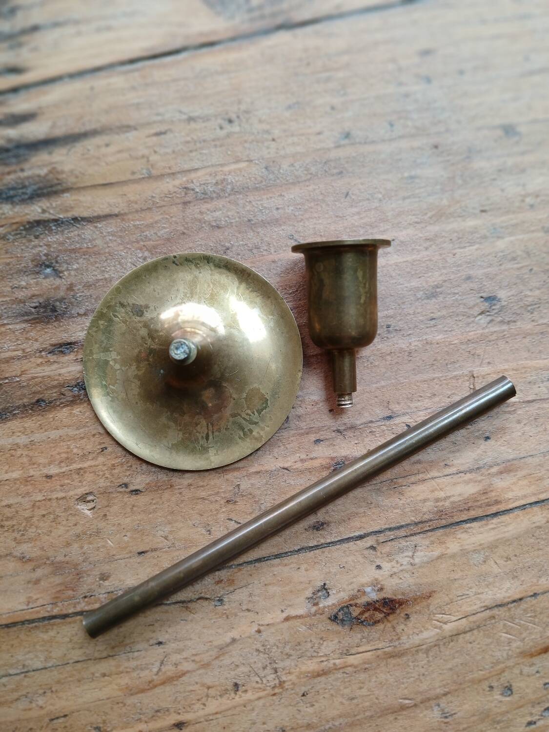 Brass candle holder, straight shape