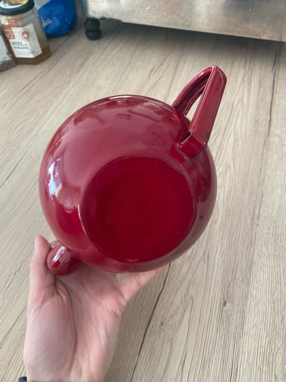 Burgundy glazed teapot