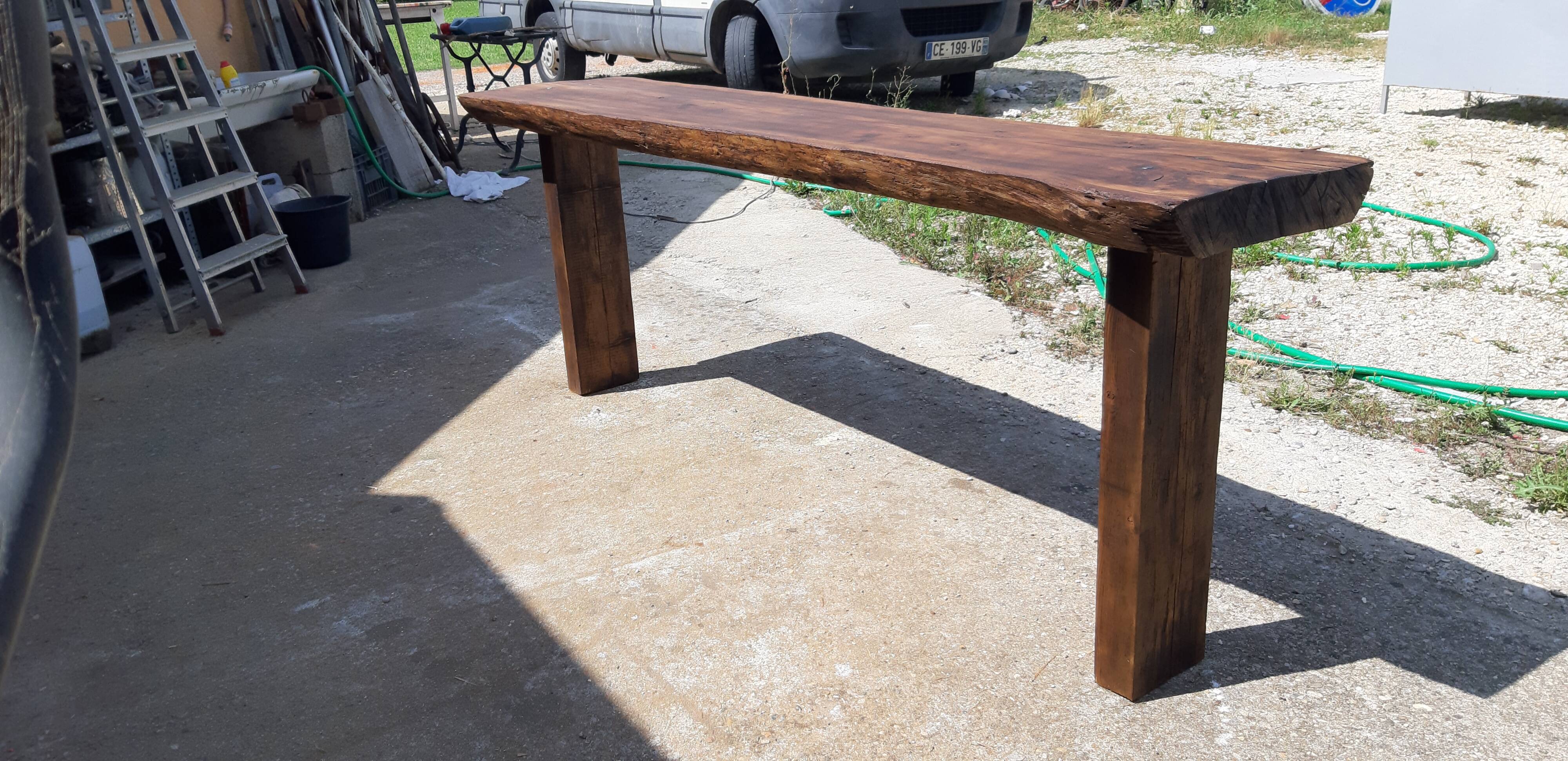 Industrial wood console