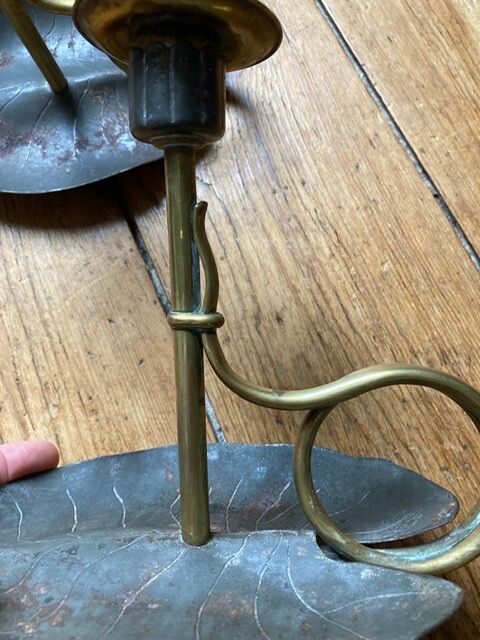 Pair of Art Nouveau-style "water lily" candlesticks