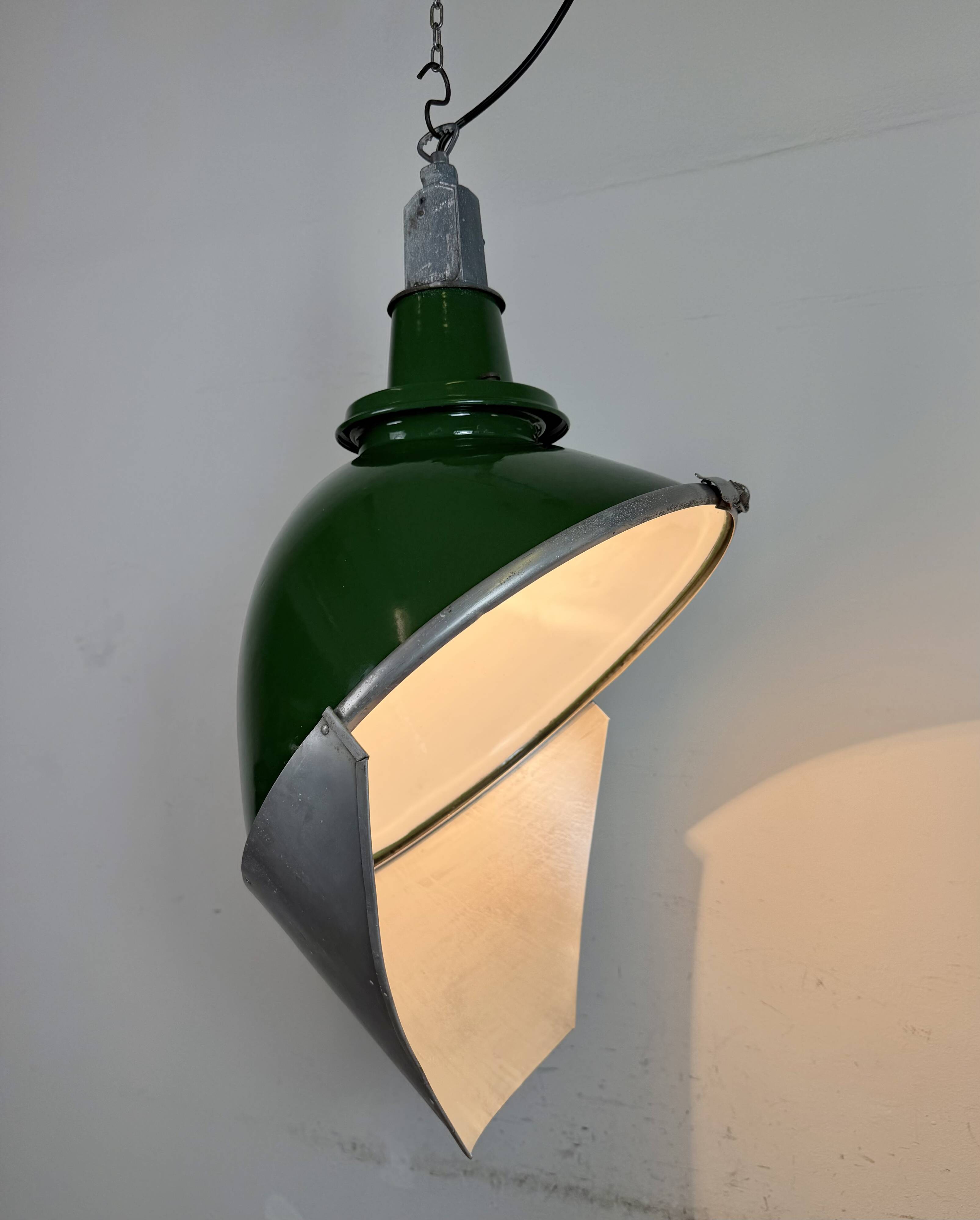 Large Industrial Green Enamel Factory Pendant Lamp from Benjamin, 1960s